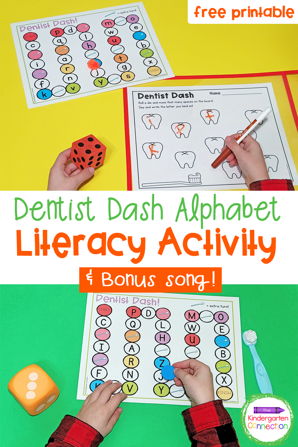 This free Dentist Dash Alphabet Activity will help your students build letter recognition skills and writing skills in February or anytime!