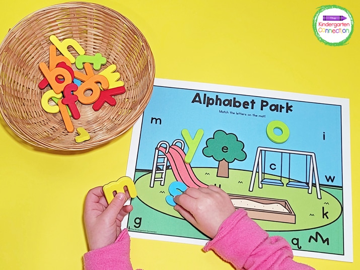 These Alphabet Park Letter Mats are so effective in strengthening letter recognition skills and fine motor skills.
