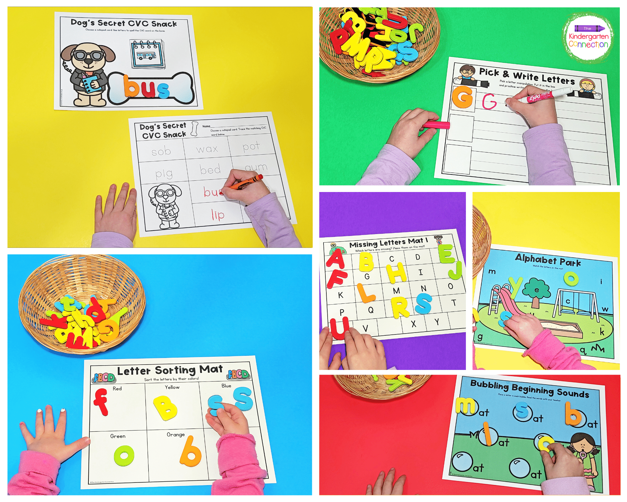 This pack is filled with printable resources that are designed to pair perfectly with letter manipulatives!