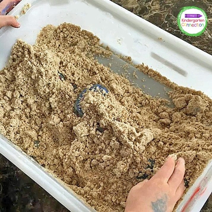 When we were done we had fun burying and hiding the stones in the sand sensory bin.
