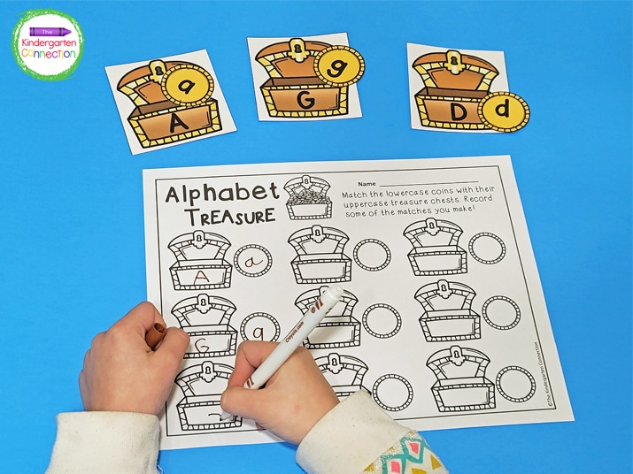 Students can also write their letter matches down on the corresponding alphabet match recording sheet.