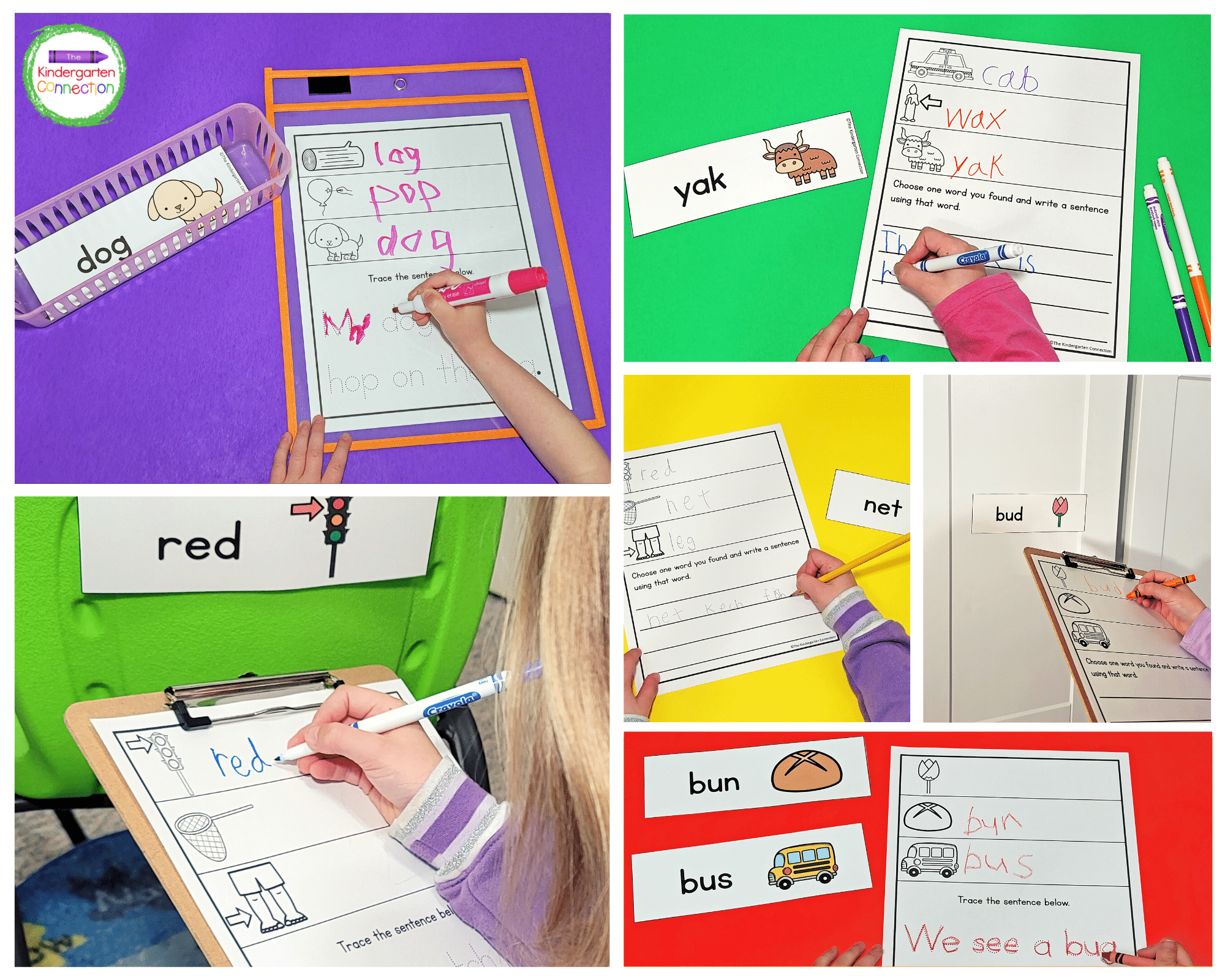 This CVC phonics activity pack includes 8 word cards and 2 recording sheets for each short vowel.