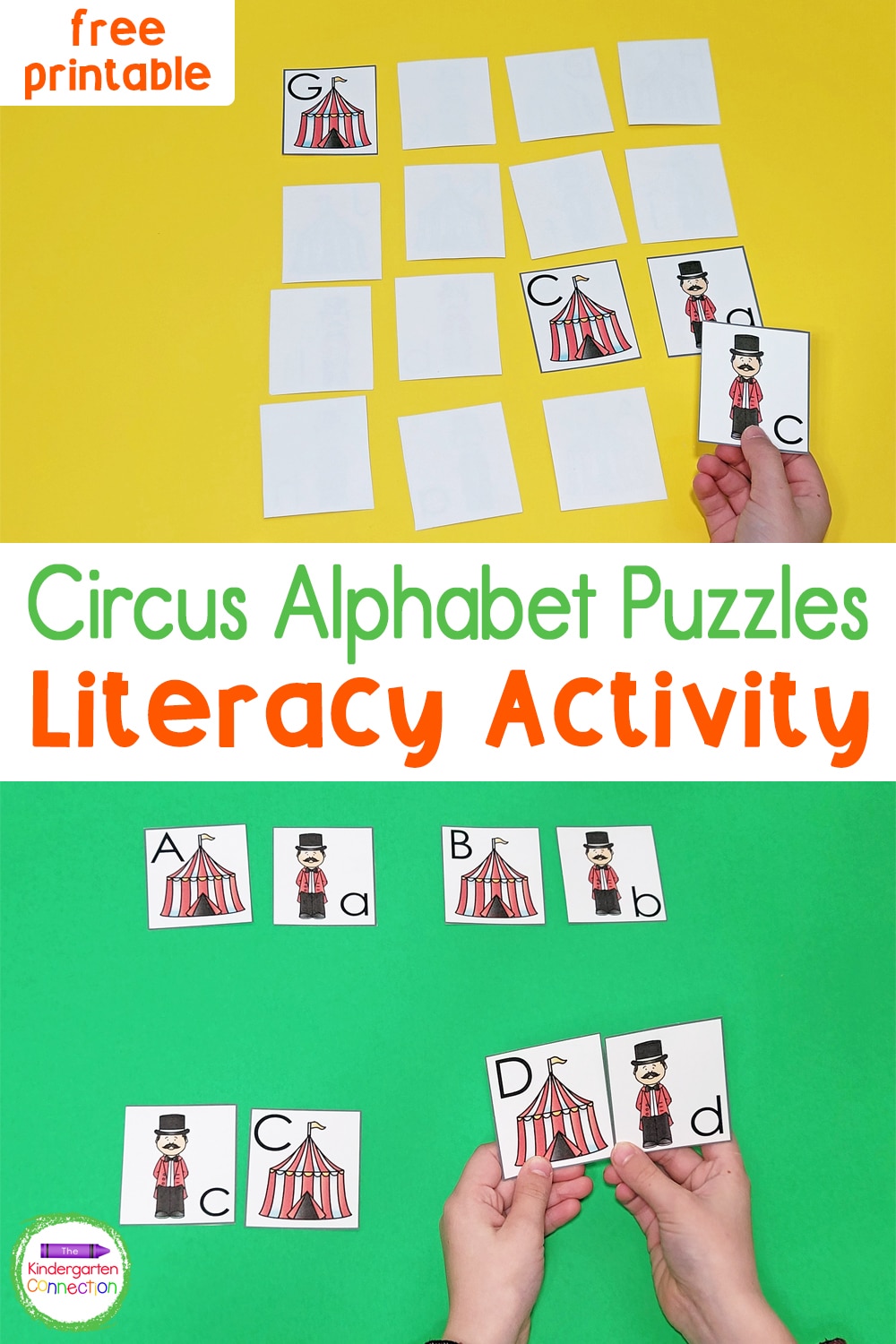 These free printable Circus Alphabet Puzzles are great for letter recognition and as a Pre-K or Kindergarten literacy center!