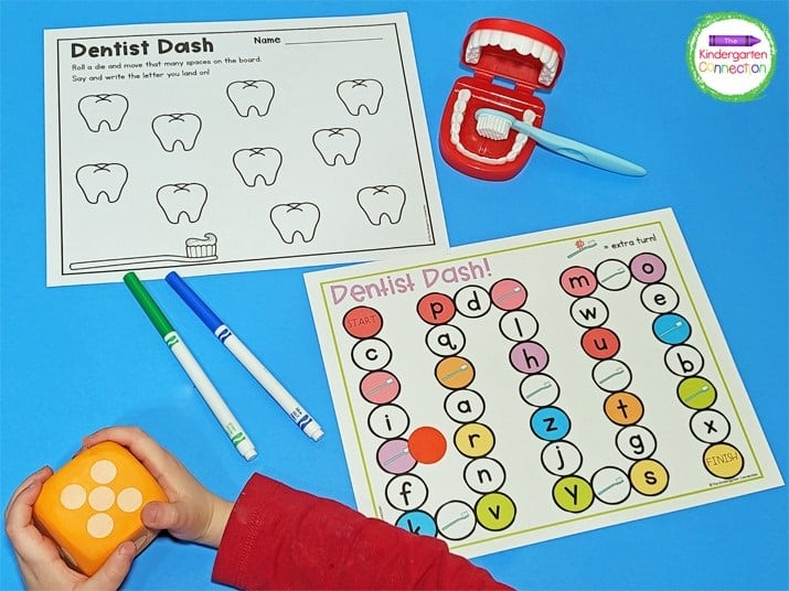 All you need for this alphabet activity is some dice, counters, and the printable gameboards and recording sheet.