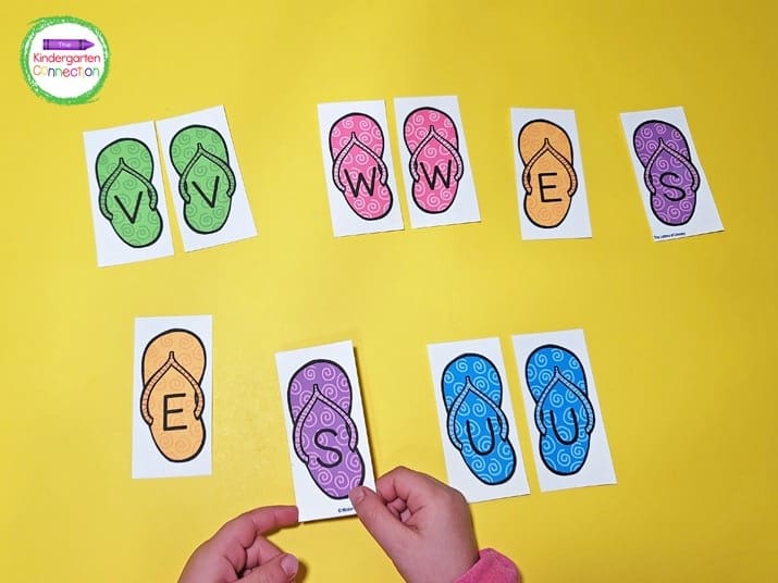 Print, laminate, and cut out each flip flop to make this fun alphabet matching game.