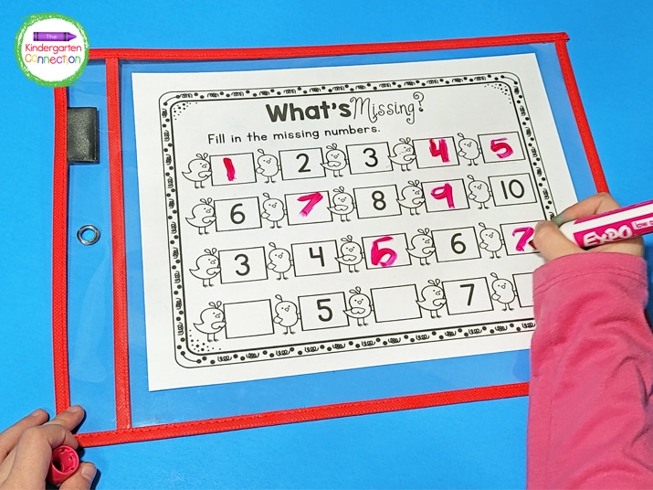 This missing numbers activity is perfect for practicing number order and counting on.