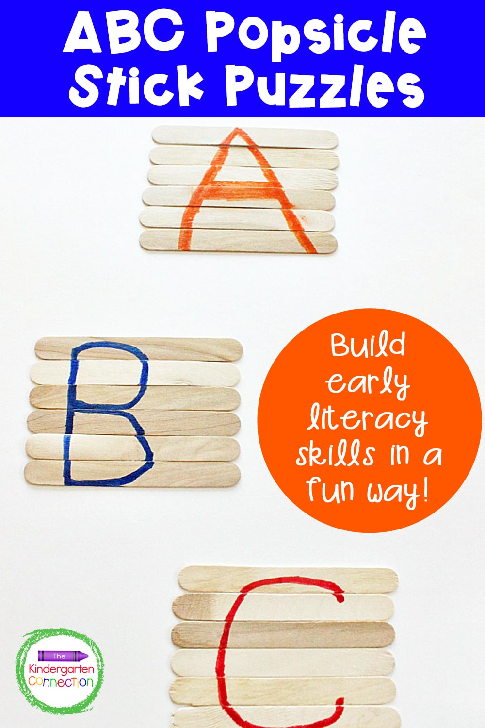 These easy to make alphabet popsicle stick puzzles are the perfect way to practice the abc's with your preschooler or kindergartener! 