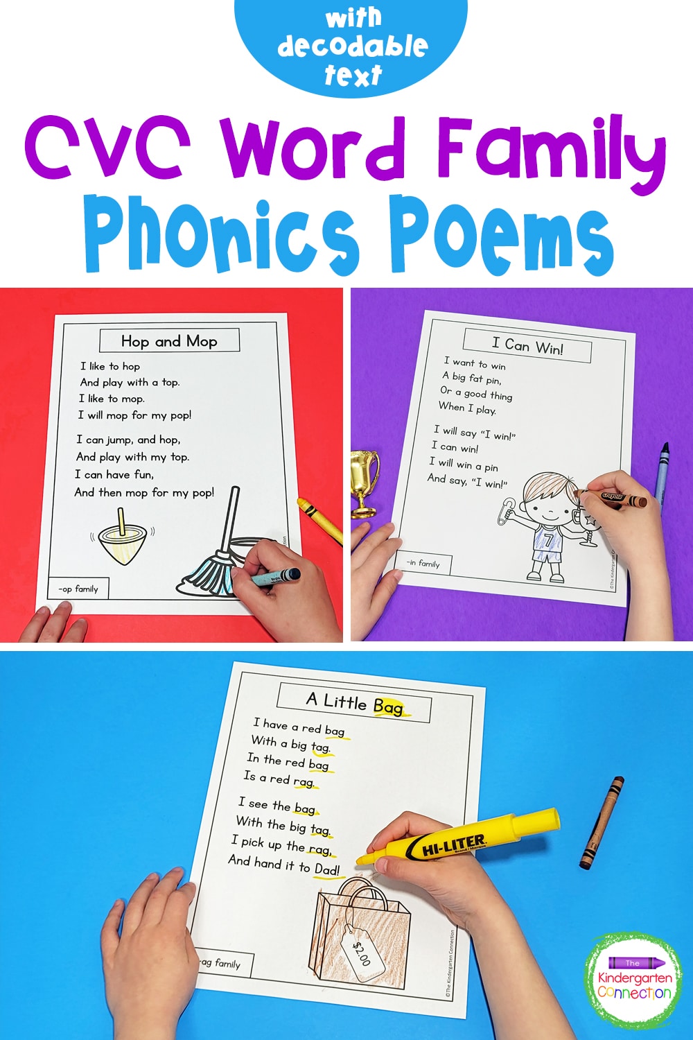 Cvc Word Family Phonics Poems - The Kindergarten Connection