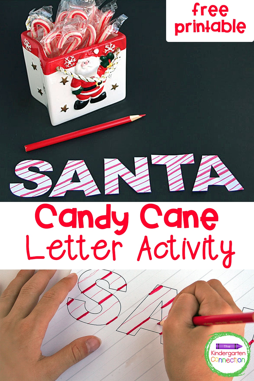 This candy cane letter activity is great for a Christmas writing activity. Use this activity to develop fine motor skills, patterning and letter recognition