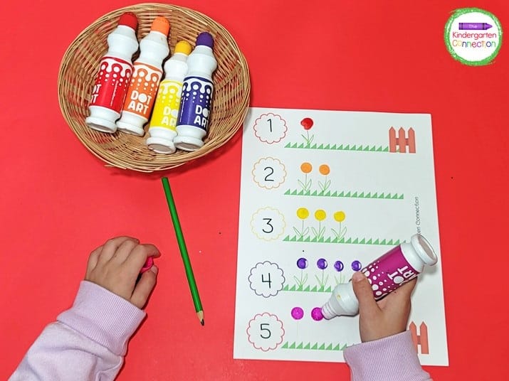 Students can draw flower stems and then dot their favorite colored dot onto the flower stem.