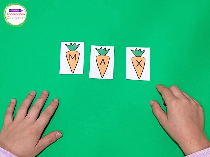 Use the alphabet carrot cards to work on name spelling and recognition.