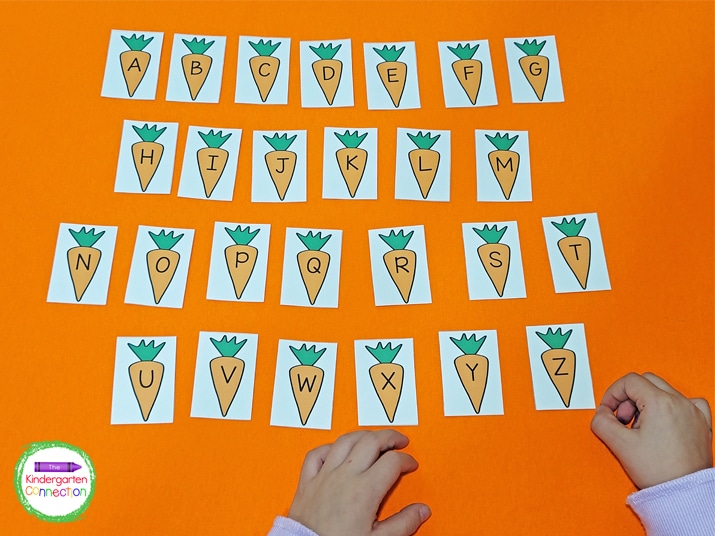 This alphabet printable includes 26 easy to cut apart carrots.