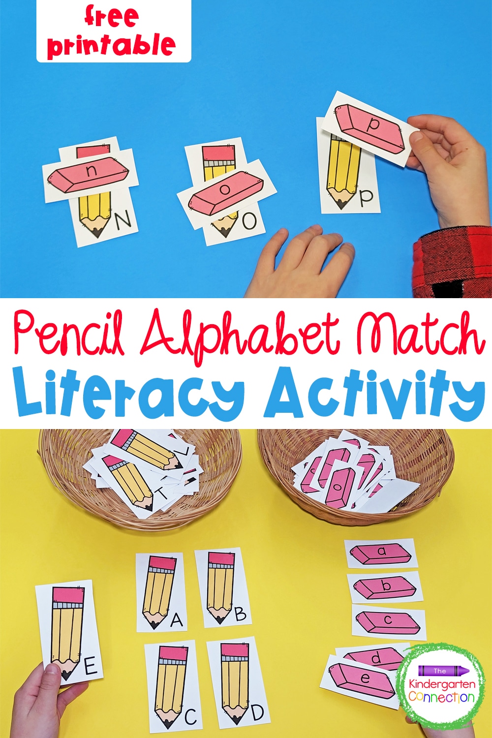 Great for the fall season and back to school, this free Pencil and Eraser Alphabet Match is great for practicing letter matching!