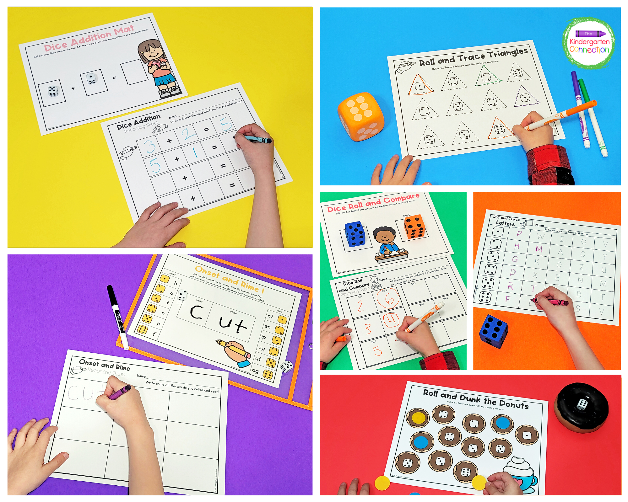 This pack is filled with printable resources that are designed to pair perfectly with dice!