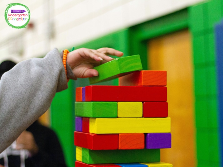 While students wait for their turn in small groups, offer them fun manipulatives like blocks to build and create.