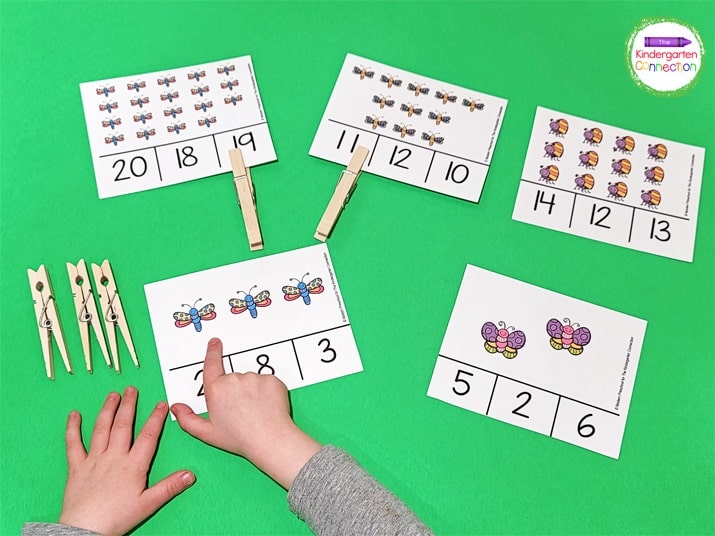 This download includes clip cards for counting from numbers 1-20.