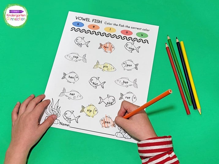 We like to use fun coloring tools like colored pencils to make this activity even more engaging!
