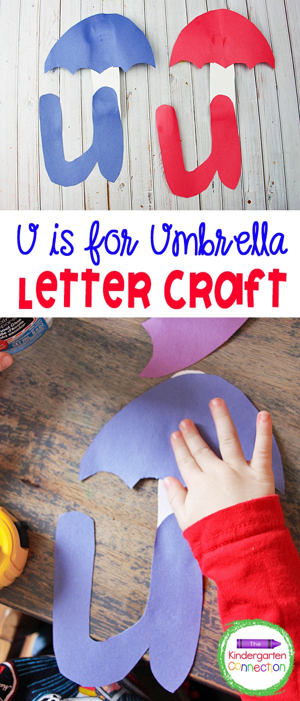 This U is for Umbrella Kindergarten Letter U Craft is so fun for learning letters and sounds in a hands-on, engaging way! 