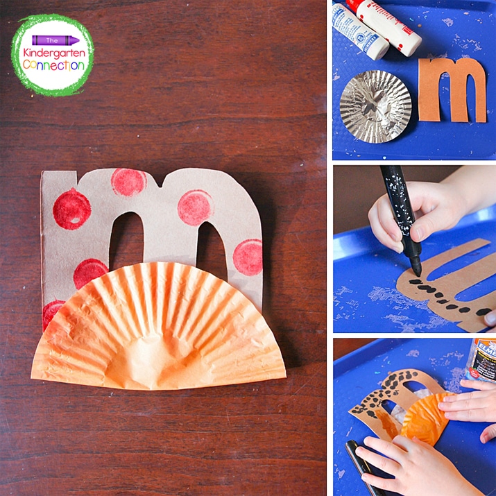 For our letter M craft, M is for Muffin is our newest addition to our kindergarten letter craft series. You can make a capital and lowercase M.