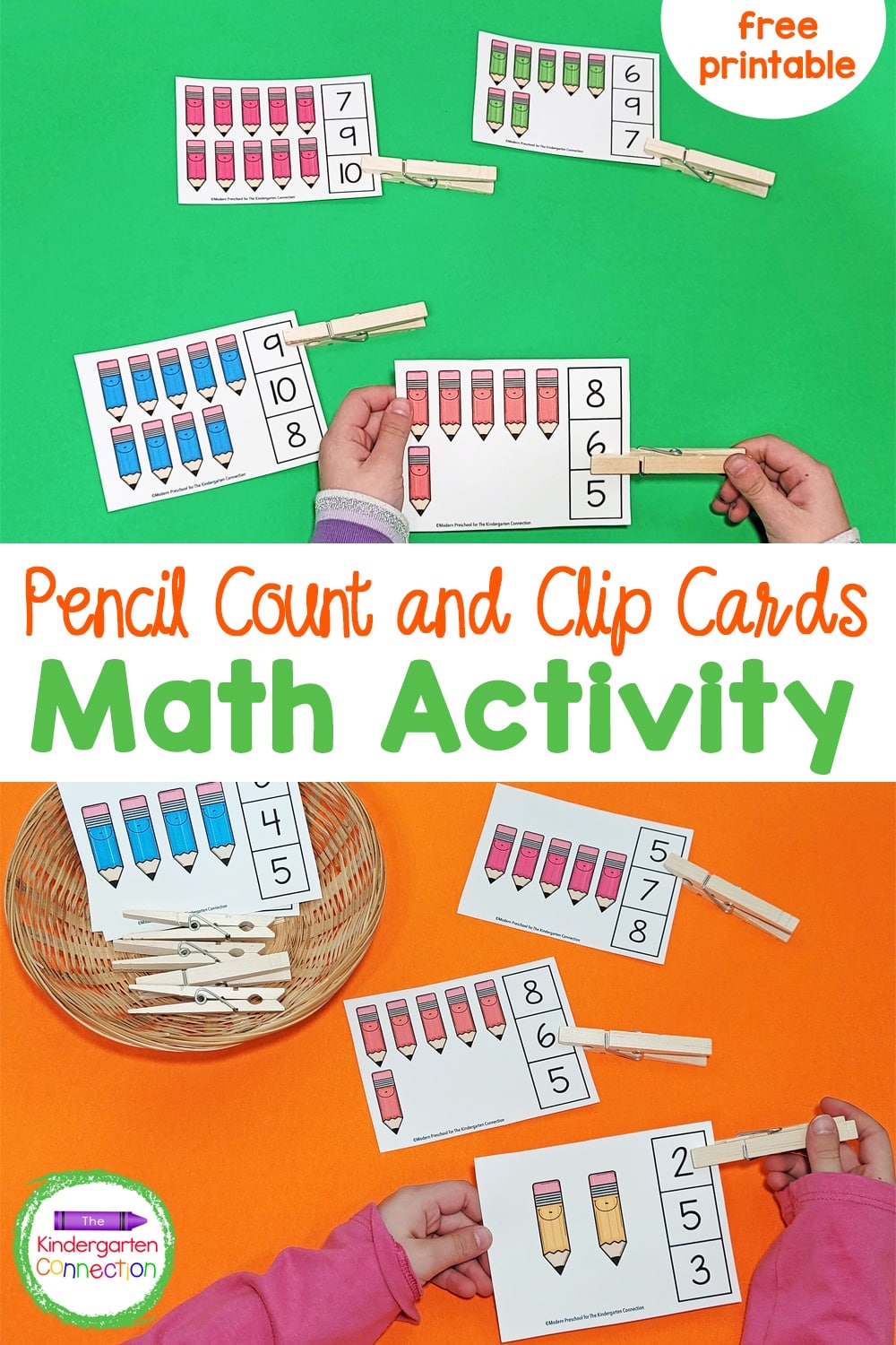These free Pencil Count and Clip Cards for Pre-K & Kindergarten are perfect for building number sense in a hands-on and interactive!