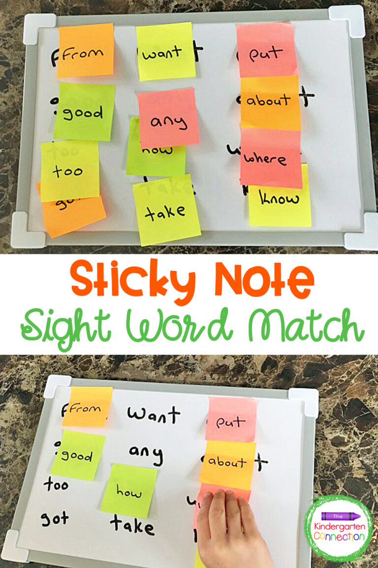 Sticky Note Sight Word Match