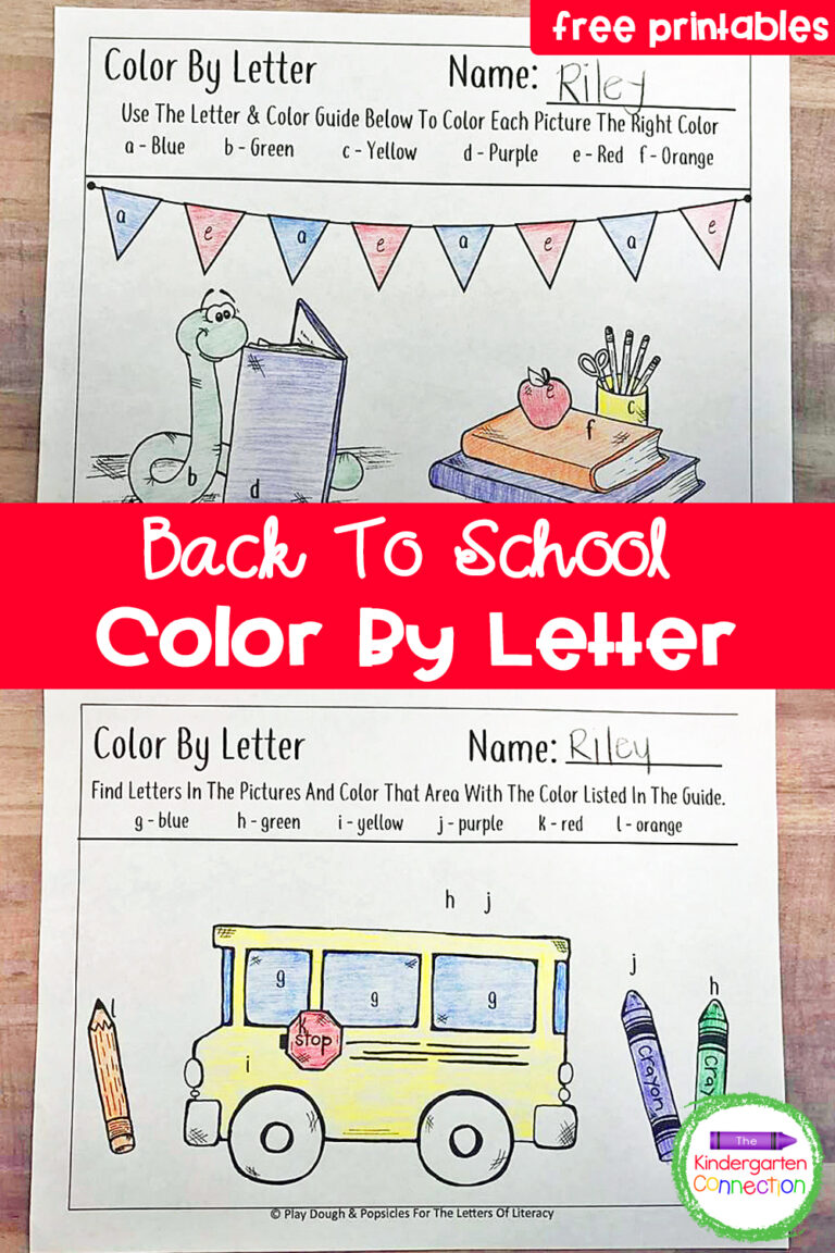 Free Back to School Themed Color By Letter Printables