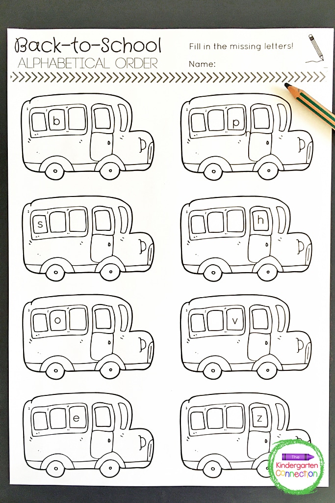 Back-to-School Alphabetical Order Activity, FREE Printable for pre-K and Kindergarten