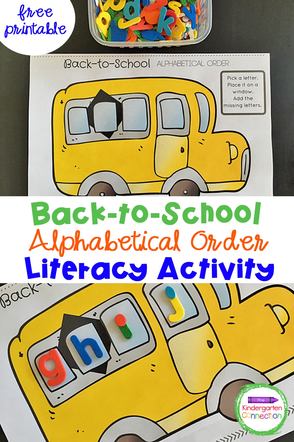 Back-to-School Alphabetical Order Activity, FREE Printable for pre-K and Kindergarten