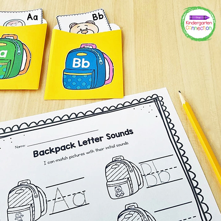 Back to School Beginning Sound Sort Activity, for Kindergarten. Perfect for ABC centers, small groups and partner work. 