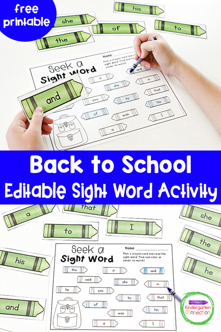 Back to School Editable Sight Word Game