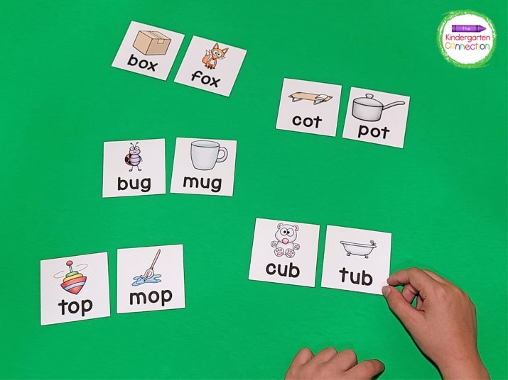This CVC Word Family Activity is fun as a traditional matching game.