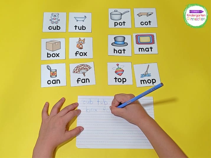 Students can write the CVC words on a sheet of paper for extra practice.