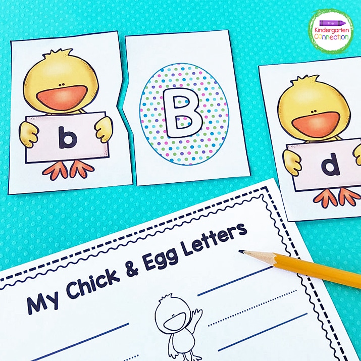 This free printable letter matching activity is perfect for Pre-K and Kindergarten students to work on uppercase and lowercase letters this Easter and spring season! It is such a fun and easy-prep literacy center. 