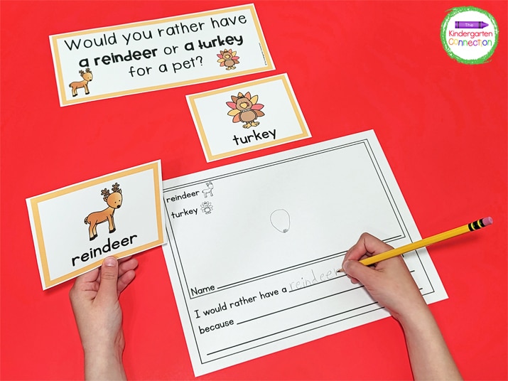 Add these Pre-K and Kindergarten Questions of the Day to your literacy centers.