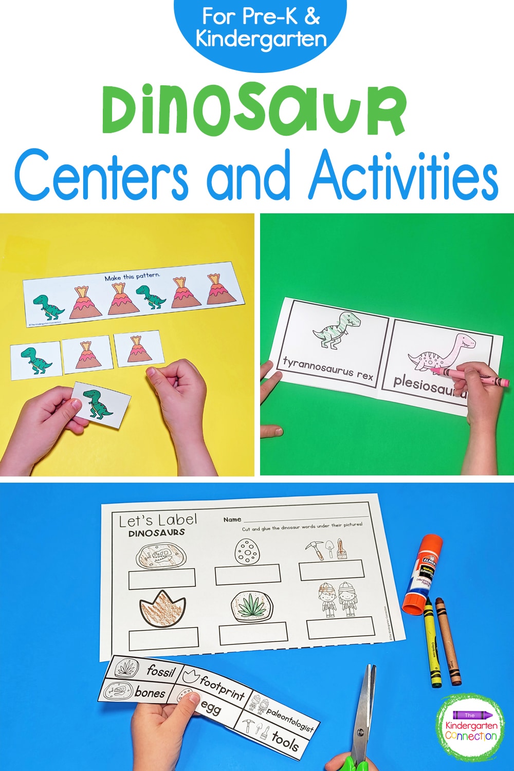 This pack of Dinosaur Centers and Activities for Pre-K & Kindergarten is filled with tons of dino-themed learning fun!