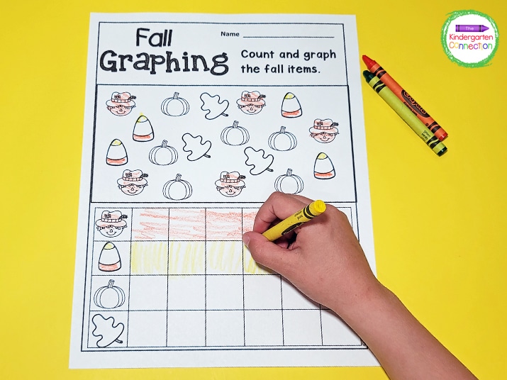 Work on graphing skills with the Fall Count and Graph printable.