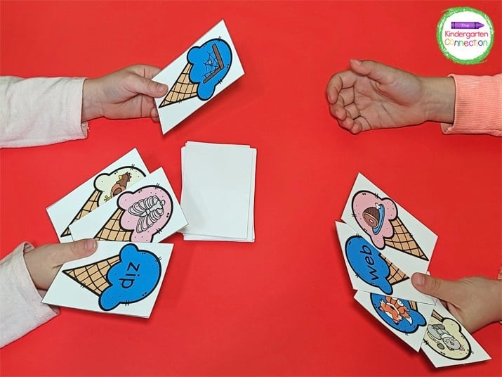 Students can also use these ice cream CVC word cards to play a classic game of Go Fish.