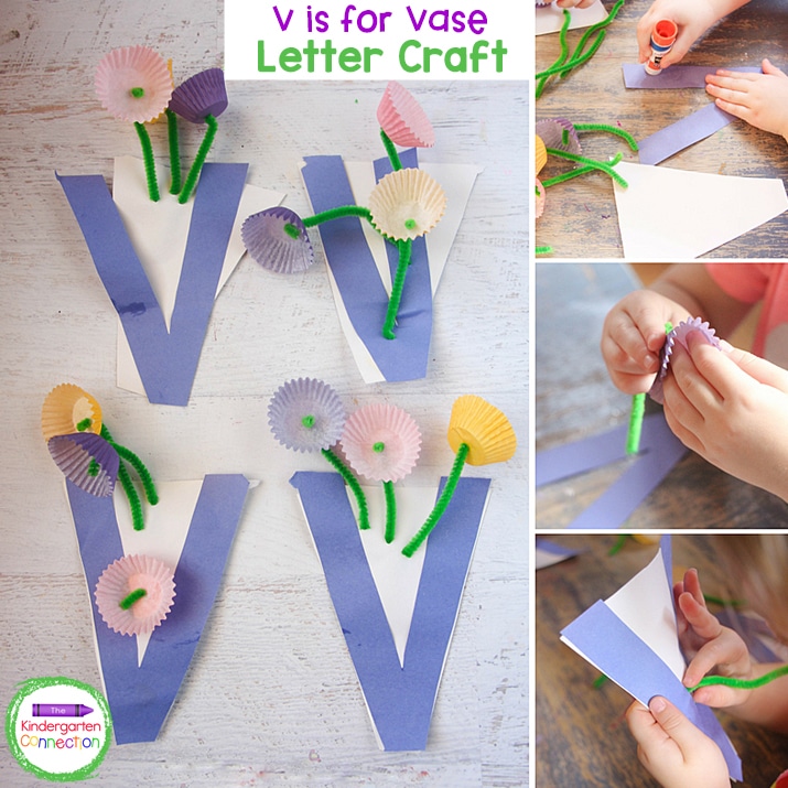 This Letter V Craft, V is for Vase, is a beautiful complement to a botany activity or as an educational craft around Mother's Day.
