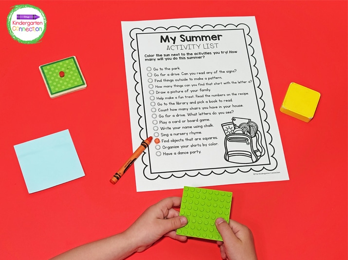 This resource pack includes a summer activity list for students to color in each time they complete a task.