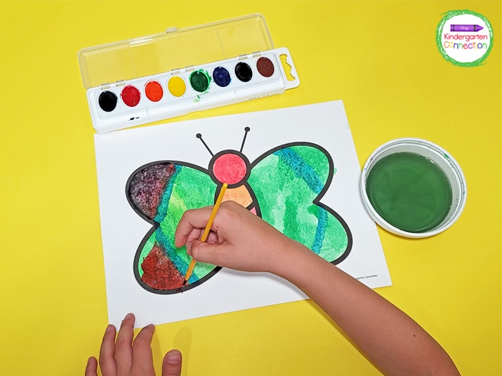 You can have your students paint the butterfly wings symmetrically the way they are in nature.