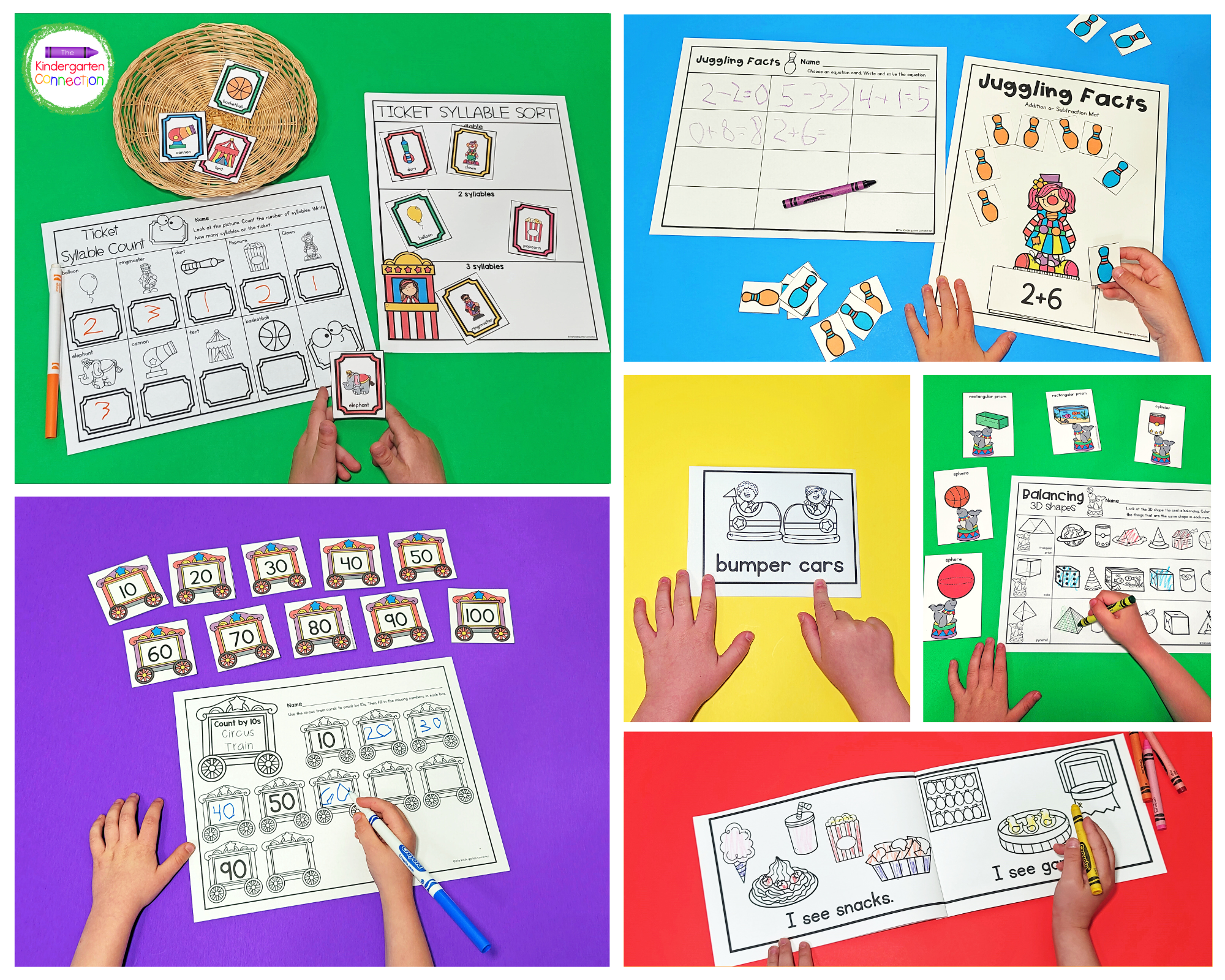 This resource pack includes hands-on circus-themed math and literacy activities.