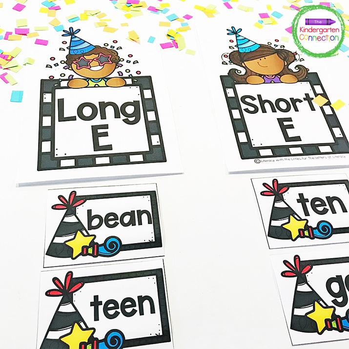 New Years Short and Long Vowel Sort Activity, Free Printable for Kindergarten