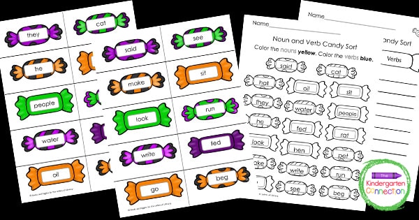 This nouns and verbs candy sorting activity is a perfect Halloween activity for the classroom or home. It's even more fun with trick or treat baskets!
