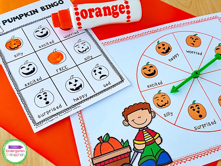 Working on emotion words with your Preschool or Kindergarten class? This free printable Halloween Bingo activity is so fun for identifying emotions!