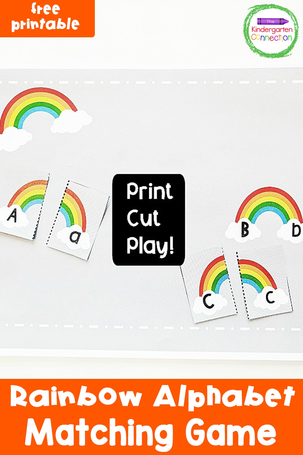 Grab our FREE Rainbow Printable Alphabet Matching Game for your Pre-K and Kindergarten Literacy Center! With 4 Ways to Play, this center activity is sure to be a hit in your classroom!