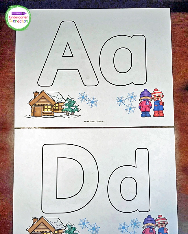 FREE Printable Alphabet Play Dough Mats for Pre-K and Kindergarten literacy centers!