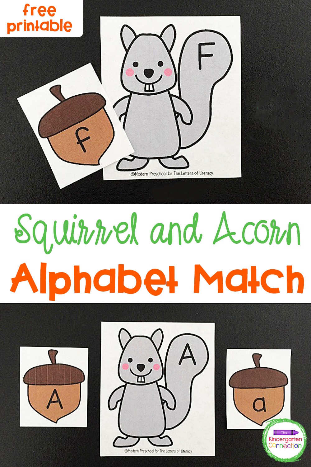 This squirrel and acorn alphabet match is a great activity for preschoolers and kindergarteners to practice upper and lowercase letters this fall!