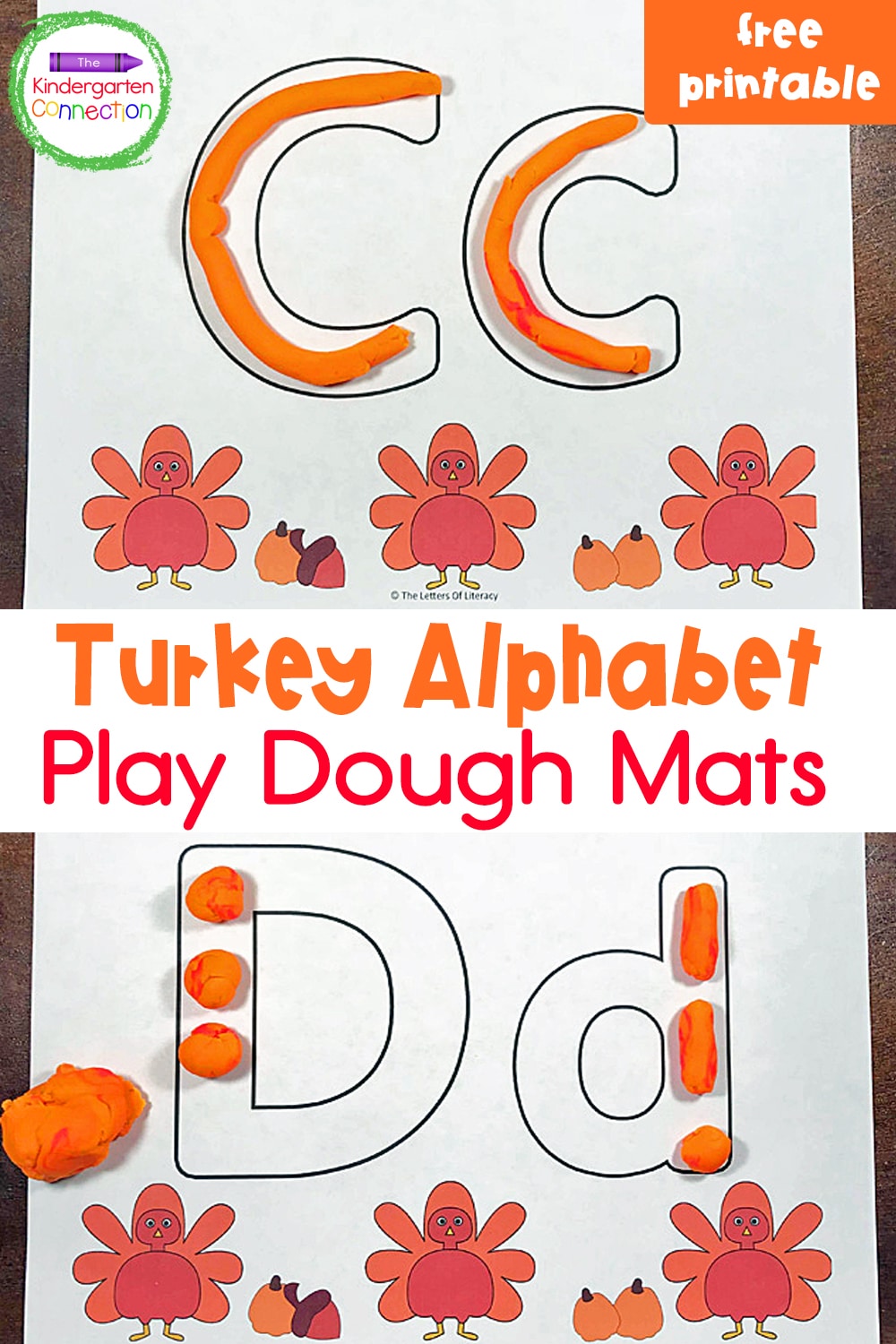 Turkey Full Alphabet Play Dough Mats For Strengthening Upper and Lowercase Letter Skills For Kindergarten
