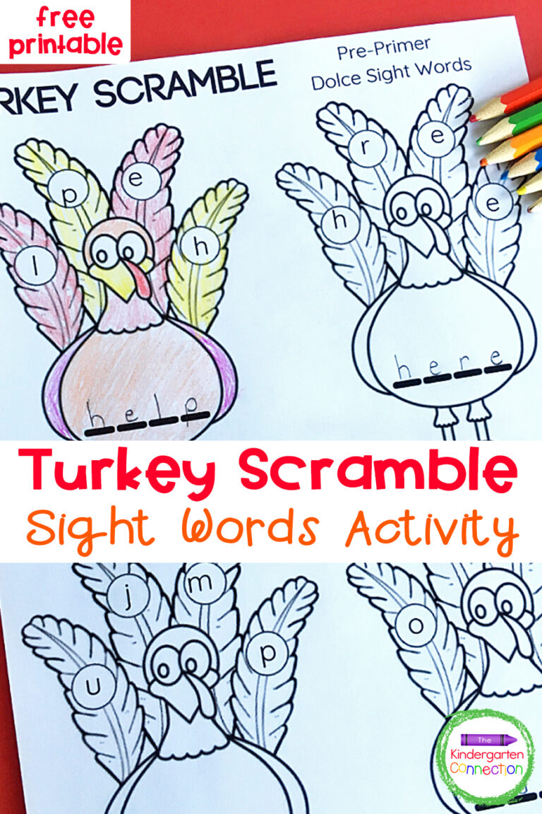 Turkey Scramble Sight Words Activity