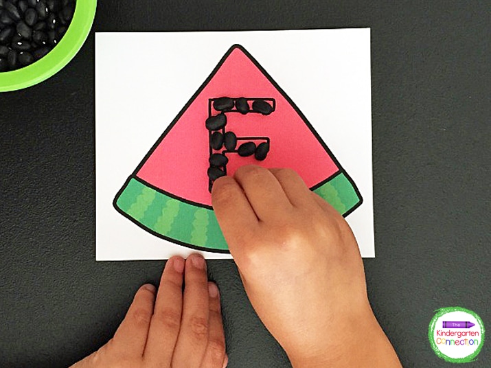 Have a blast with letter formation with your preschool or kindergartener with these fun and free watermelon seed alphabet tracing cards!